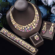 Exaggerated Necklace And Earring Wedding Set, Luxurious And Fashionable